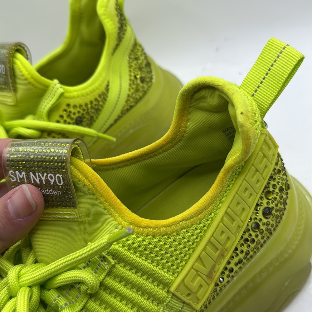 Steve Madden Maxima Athletic Shoes Sneakers Yellow Green Bedazzled Jewel Women 9 - Picture 8 of 14